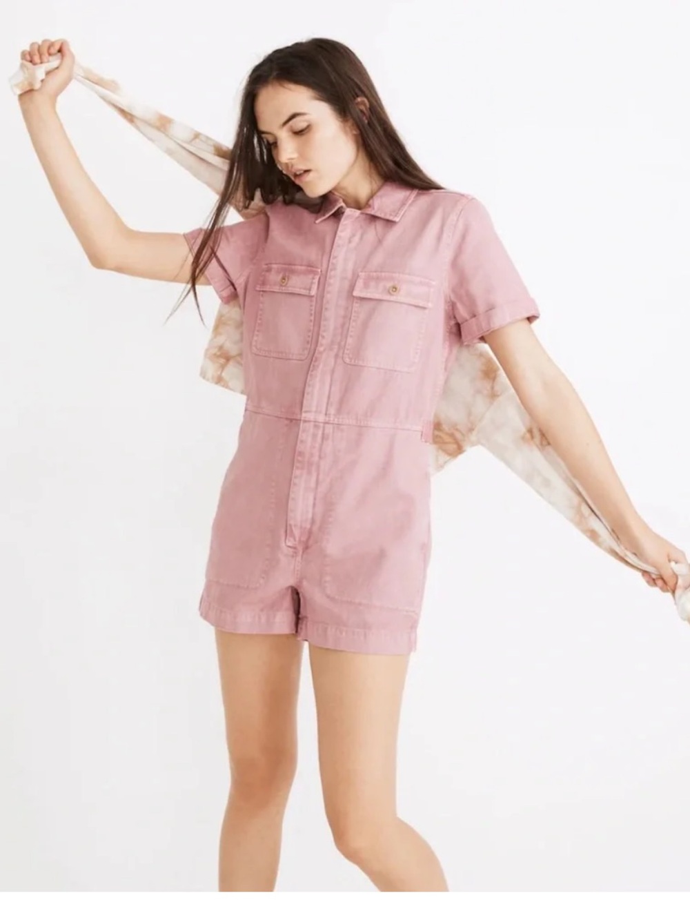 Madewell Pink garment dyed coverall romper